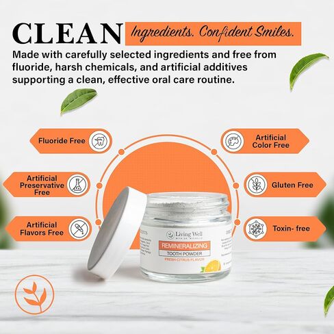 إعادة تقديرية وتبييض مسحوق الأسنان بارد النعناع | صيغة هيدروكسيباتيت خالية من الفلورايد | يدعم قوة المينا والتبييض الطبيعي in Kuwait