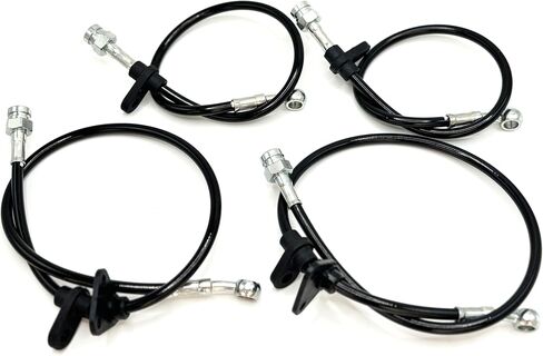 G2L Stainless Silver Brake Line for Integra 94-97 Civic 92-95 Front Rear; 2 Lines Each, 25.5"/19" Lengths; Teflon Hoses with Stainless Steel Braid; Direct Bolt-On Design; 1 Pair in Saudi Arabia