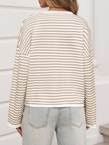 Saodimallsu Womens Striped Cardigan Casual Long Sleeve Open Front Button Down Loose Knit Lightweight Fall Sweaters in Saudi Arabia