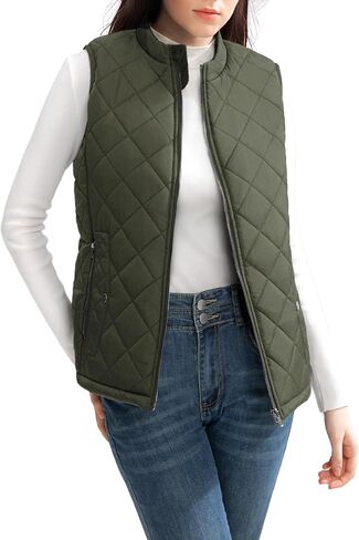 Women's Vest, Quilted Puffer Water-Resistant Zip With Pockets in Saudi Arabia