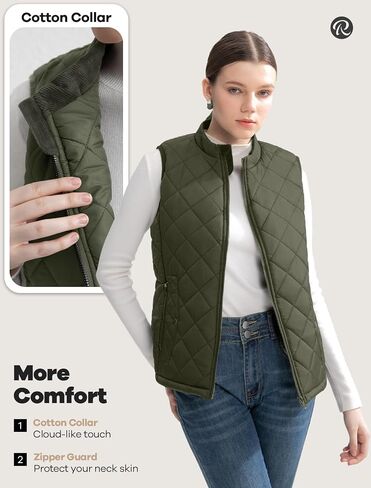 Women's Vest, Quilted Puffer Water-Resistant Zip With Pockets in Saudi Arabia