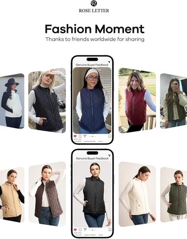 Women's Vest, Quilted Puffer Water-Resistant Zip With Pockets in Saudi Arabia