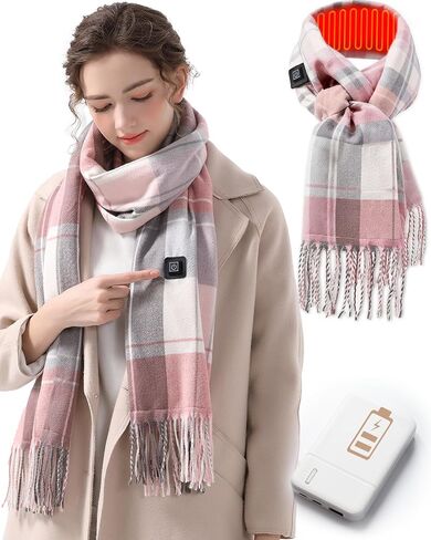 Rechargeable Heated Scarf for Women Men with 5000mAh Power Bank, 13-Hour Heating and 3 Temperature for Gifts in Saudi Arabia