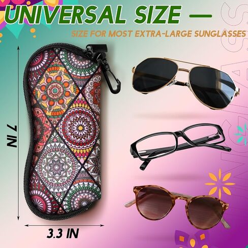 Kanayu 6 Pcs Sunglasses Soft Case Ultra Light Portable Neoprene Zipper Glasses Case Clip on Safety Eyeglass Pouch Glasses Bag Travel Eyeglass Holder Case for Women Men, Plant Pattern Design in Saudi Arabia