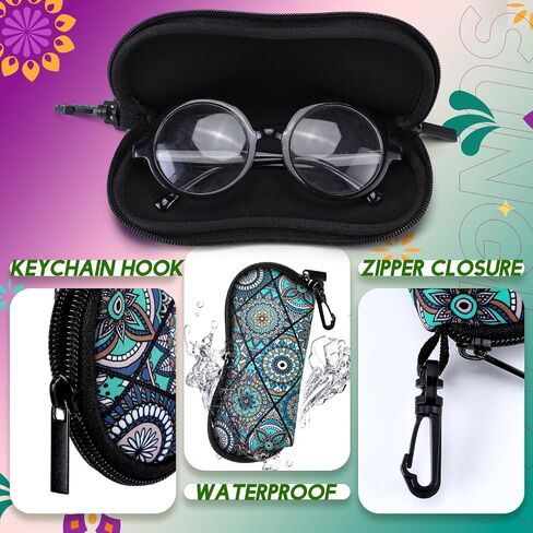 Kanayu 6 Pcs Sunglasses Soft Case Ultra Light Portable Neoprene Zipper Glasses Case Clip on Safety Eyeglass Pouch Glasses Bag Travel Eyeglass Holder Case for Women Men, Plant Pattern Design in Saudi Arabia