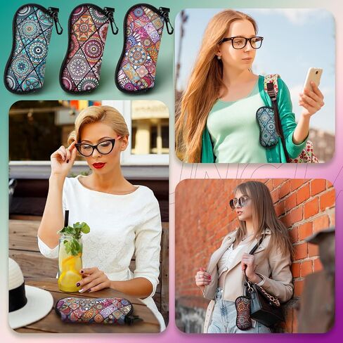 Kanayu 6 Pcs Sunglasses Soft Case Ultra Light Portable Neoprene Zipper Glasses Case Clip on Safety Eyeglass Pouch Glasses Bag Travel Eyeglass Holder Case for Women Men, Plant Pattern Design in Saudi Arabia
