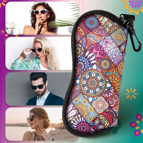 Kanayu 6 Pcs Sunglasses Soft Case Ultra Light Portable Neoprene Zipper Glasses Case Clip on Safety Eyeglass Pouch Glasses Bag Travel Eyeglass Holder Case for Women Men, Plant Pattern Design in Saudi Arabia