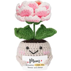 hexmoz الدعم العاطفي من الكروشيه زهرة الفاوانيا مع بطاقة إيجابية - شكرا لك هدايا للنساء - هدايا التقدير يدويًا لأصدقاء العمل الموظفين الممرضين للممرضات للنساء in Kuwait