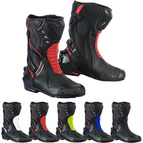 Men's Motorcycle Shoes Leather Motorbike Boots with Ankle Support Non-Slip Sole Reinforced Foot Protective Motocross Boots Rubber Sole in Kuwait