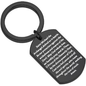 FEELMEM Religious Gift St. Michael the Archangel Prayer Keyring Saint St Michael the Archangel Prayer Protect Us Keychain in Saudi Arabia