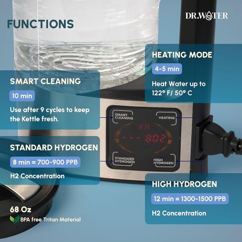 HydroPitcher | 68 Oz Hydrogen Water Pitcher - BPA Free Rich Hydrogen Water Generator - Electrolysis Jug with SPE/PEM Technology Hydrogen Water Machine | Chlorine Free Large Hydrogen Water Bottle in Saudi Arabia