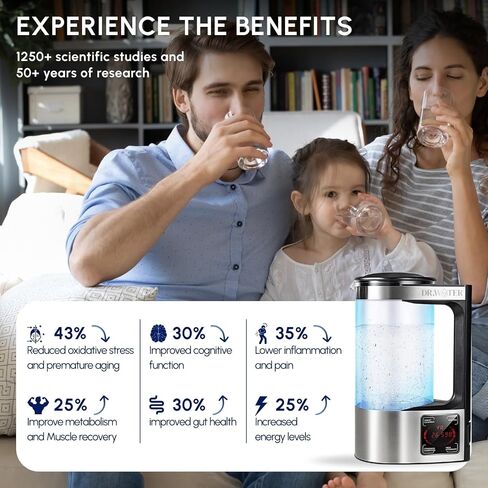 HydroPitcher | 68 Oz Hydrogen Water Pitcher - BPA Free Rich Hydrogen Water Generator - Electrolysis Jug with SPE/PEM Technology Hydrogen Water Machine | Chlorine Free Large Hydrogen Water Bottle in Saudi Arabia