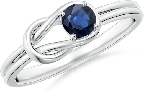 Angara Natural Blue Sapphire Solitaire خاتم الخطوبة للنساء | مستدير الياقوت الأزرق في الذهب الصلب 14K/الفضة الاسترليني/البلاتين | هدية مجوهرات عيد ميلاد سبتمبر in Saudi Arabia