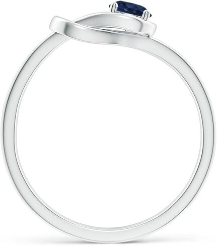 Angara Natural Blue Sapphire Solitaire خاتم الخطوبة للنساء | مستدير الياقوت الأزرق في الذهب الصلب 14K/الفضة الاسترليني/البلاتين | هدية مجوهرات عيد ميلاد سبتمبر in Saudi Arabia