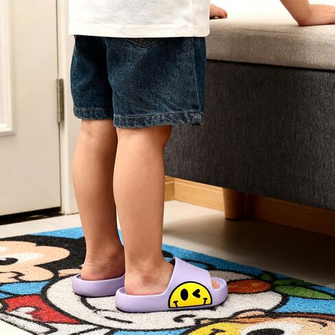 Slides Sandals for Kids,Girls Shower Shoes,Boys Cloud Slides Non slip Quick Dry Bedroom Shoes Indoor Outdoor Open Toe Spa Bath Pool Gym House Casual House Slippers in Saudi Arabia