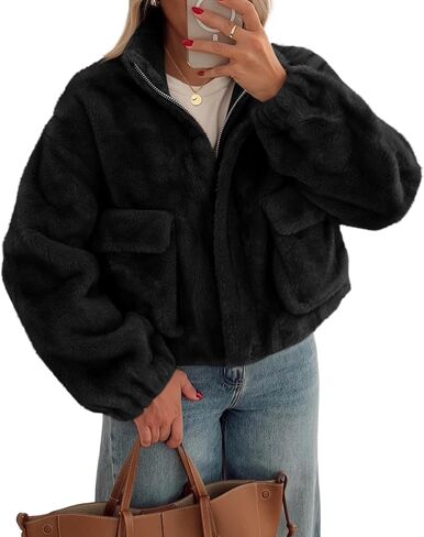 Tankaneo Womens اقتصاص الفراء الفراء Fuece Fleece Stand Stand zip up Jacket 2025 Winter Warm Warm Wark in Saudi Arabia