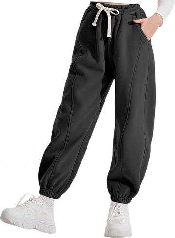 Rolanko Girls Sweatpants Baggy Jogger Pants High Waist Kids Fleece Sweats Trousers with Pockets 5-15 Years in Saudi Arabia