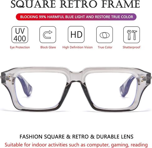 AIEYEZO Fashion Square Blue Light Glasses for Men Women Retro Thick Frame Blue Light Blocking Computer Glasses in Saudi Arabia