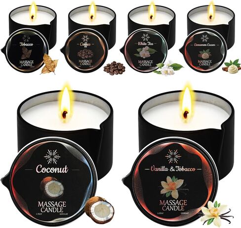 6 PCS STYLE CADLE SET-شموع شمع الصويا الشمع مع زيت تتلاءم الجلد ، مزيج من فول الصويا منخفضة الحرارة للأزواج استخدم 6 رائحة 2.35 أوقية in Kuwait