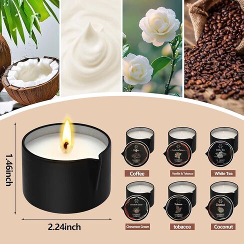 6 PCS STYLE CADLE SET-شموع شمع الصويا الشمع مع زيت تتلاءم الجلد ، مزيج من فول الصويا منخفضة الحرارة للأزواج استخدم 6 رائحة 2.35 أوقية in Kuwait