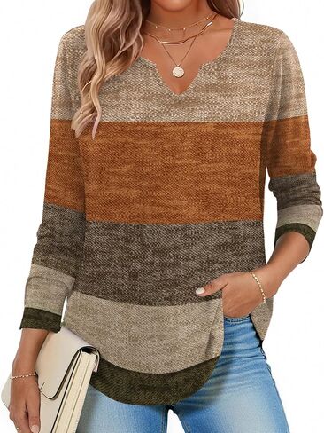 Zeagoo Boho Tops for Women Long Sleeve V Neck Fall Shirt Casual Dressy Blouse Tunic Business Work Clothes School Outfits in Saudi Arabia