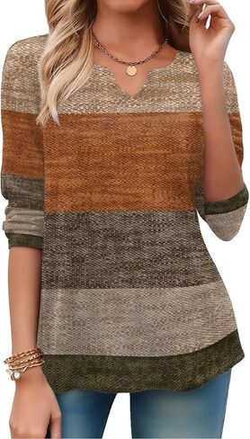 Zeagoo Boho Tops for Women Long Sleeve V Neck Fall Shirt Casual Dressy Blouse Tunic Business Work Clothes School Outfits in Saudi Arabia