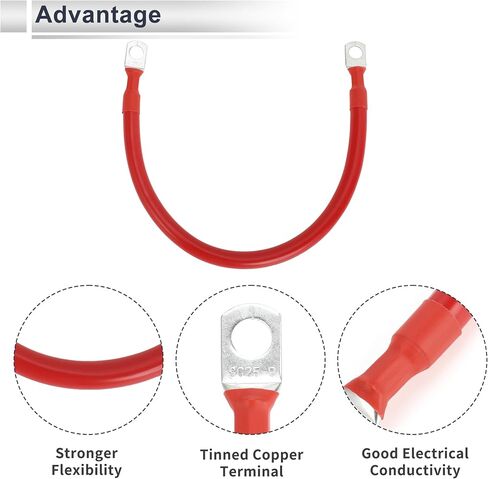 1 كمبيوتر كابل عالمي لعاكس البطارية 5/16 "Lug 2ft Cable Cable 4 AWG Gauge Black Tinned Copper in Saudi Arabia