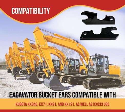 Mytee Products Quick Attach Bucket Ears Attachment Fit for Kubota Excavator KX040 KX71 KX91 KX121 ​​​​​​​KX033 U35-13" (L) x 6-1/2" (H) - Set of 2 in Saudi Arabia
