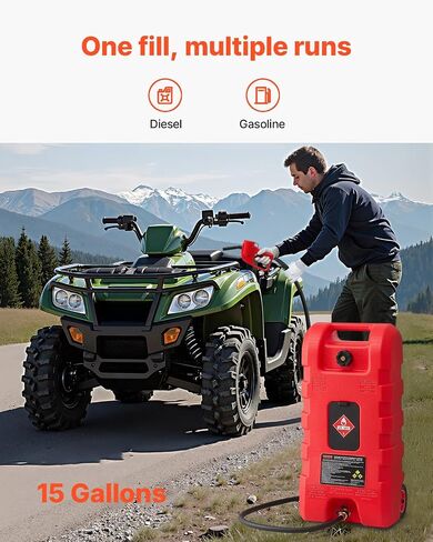 Caddy Vevor Fuel Caddy ، 16 جالون ، خزان وقود محمول مع مضخة نقل الوقود الكهربائية 12 فولت DC 2.5 GPM ، 4 أقدام من فوهة مستشعر التسليم وأتوقف السيارات ، محولات الخزانات ، مناسبة للديزل والبنزين ، الأحمر ، الأحمر in Saudi Arabia