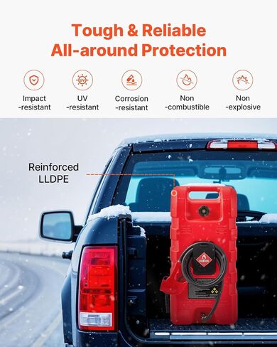 Caddy Vevor Fuel Caddy ، 16 جالون ، خزان وقود محمول مع مضخة نقل الوقود الكهربائية 12 فولت DC 2.5 GPM ، 4 أقدام من فوهة مستشعر التسليم وأتوقف السيارات ، محولات الخزانات ، مناسبة للديزل والبنزين ، الأحمر ، الأحمر in Saudi Arabia