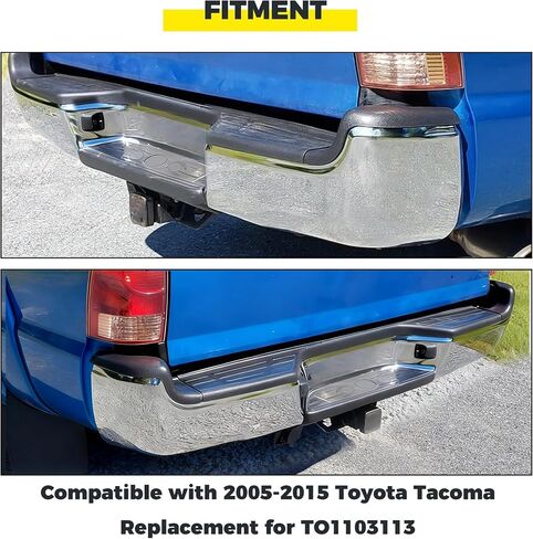ECOTRIC Rear Step Bumper Steel Compatible with 2005-2015 Toyota Tacoma Replacement for TO1103114 Fleetside Styleside Rear Bumper with Reinforcement Bar/License Light/Center Top Pad/End Bracket in Saudi Arabia
