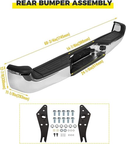 ECOTRIC Rear Step Bumper Steel Compatible with 2005-2015 Toyota Tacoma Replacement for TO1103114 Fleetside Styleside Rear Bumper with Reinforcement Bar/License Light/Center Top Pad/End Bracket in Saudi Arabia