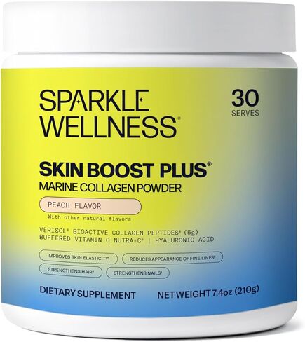 Marine-derived VERISOL Bioactive Hydrolyzed Collagen Peptides | Collagen Powder Supplement with Vitamin C & Hyaluronic Acid | Marine Skin Boost Plus (Peach) [50-Serves] in Kuwait