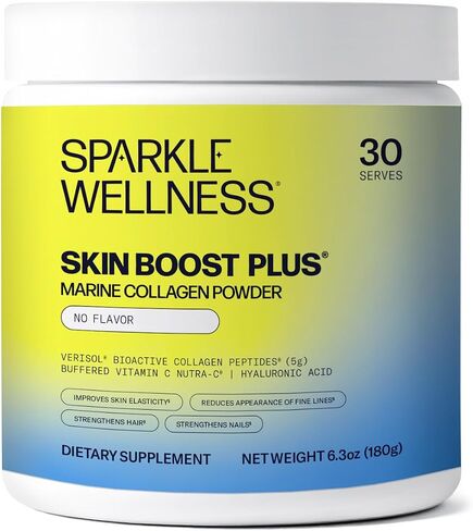 Marine-derived VERISOL Bioactive Hydrolyzed Collagen Peptides | Collagen Powder Supplement with Vitamin C & Hyaluronic Acid | Marine Skin Boost Plus (Peach) [50-Serves] in Kuwait