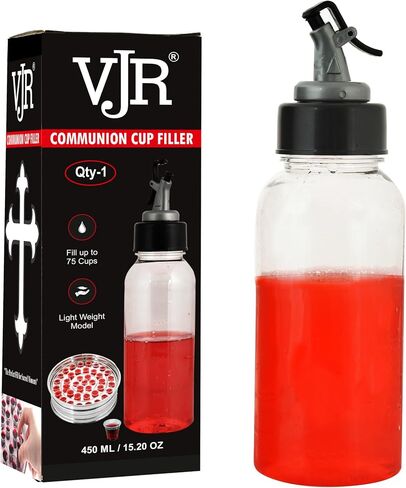 حشو كوب Compleion VJR 450 مل / 15floz مع حشو زجاجة بلاستيكية زر الضغط المصممة لتقليل انسكابات كنيسة لوازم خفيفة الوزن سهلة التنظيف من البلاستيك الصلب الدائم in Kuwait