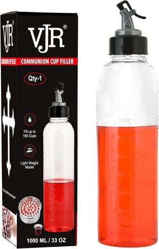 VJR Communion Cup Filler 450ml / 15floz With Push Button Cap White Plastic Bottle Filler Designed to Minimize Spills Church Supplies Lightweight Easy to Clean Durable Hard Plastic in Saudi Arabia