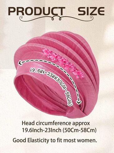 Woeoe Women Auto Gele Headwraps Gold Flower African Turban Pre Tied Beanie Caps Headwear in Saudi Arabia