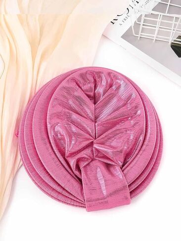 Woeoe Women Auto Gele Headwraps Gold Flower African Turban Pre Tied Beanie Caps Headwear in Saudi Arabia
