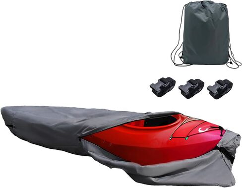 LC LICTOP 420D غطاء قوارب الكاياك المقاوم للماء ، ملائمة 13 قدمًا ، غطاء زورق مقاوم للأشعة فوق البنفسجية للتخزين في الهواء الطلق ، إغلاق السوستة التغطية الكاملة ، غطاء القارب المقاوم للتربة لصيد الأسماك ، الرمادي ، الرمادي in Saudi Arabia