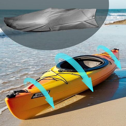 LC LICTOP 420D غطاء قوارب الكاياك المقاوم للماء ، ملائمة 13 قدمًا ، غطاء زورق مقاوم للأشعة فوق البنفسجية للتخزين في الهواء الطلق ، إغلاق السوستة التغطية الكاملة ، غطاء القارب المقاوم للتربة لصيد الأسماك ، الرمادي ، الرمادي in Saudi Arabia