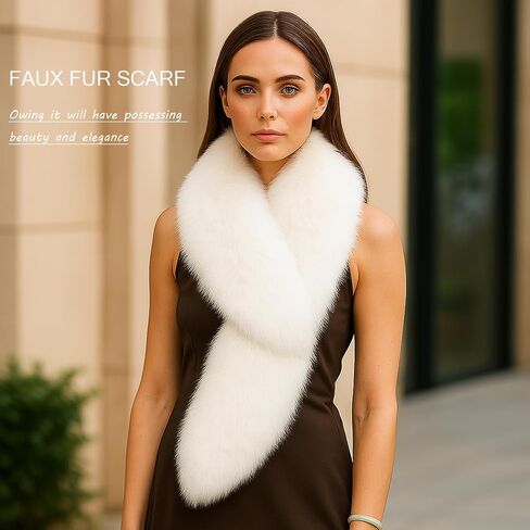 Scarf for Women, Faux Fur Soft Warmer Collar Men Women's Neck Scarves Wraps for Fall Winter Coat Decor in Saudi Arabia