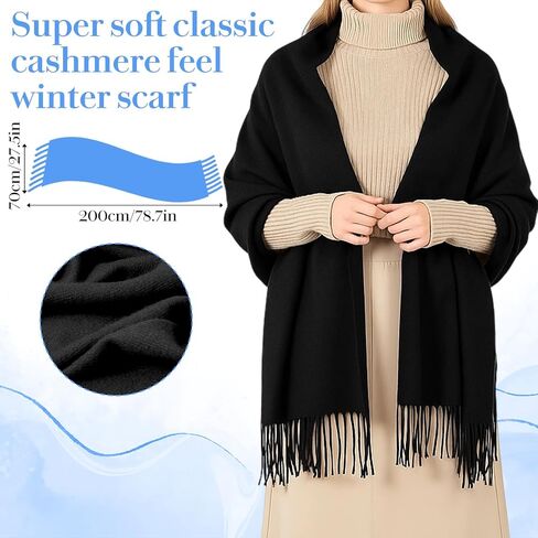 Cashmere Wrap Winter Scarf for Women, Soft Pashmina Shawl Rich Solid Blanket Scarf for Women Wedding Bridesmaid Gift in Saudi Arabia