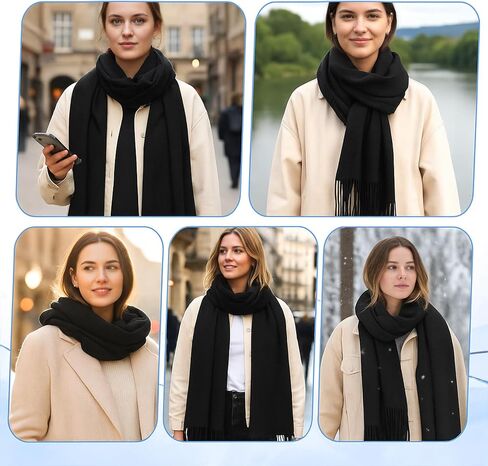 Cashmere Wrap Winter Scarf for Women, Soft Pashmina Shawl Rich Solid Blanket Scarf for Women Wedding Bridesmaid Gift in Saudi Arabia