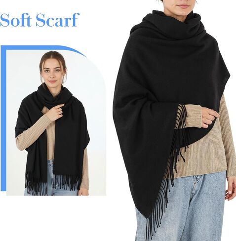 Cashmere Wrap Winter Scarf for Women, Soft Pashmina Shawl Rich Solid Blanket Scarf for Women Wedding Bridesmaid Gift in Saudi Arabia