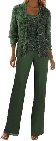 3 Pieces Chiffon Lace Mother of The Bride Pant Suits with Jackets Sequins Wedding Guest Dresses for Women in Saudi Arabia