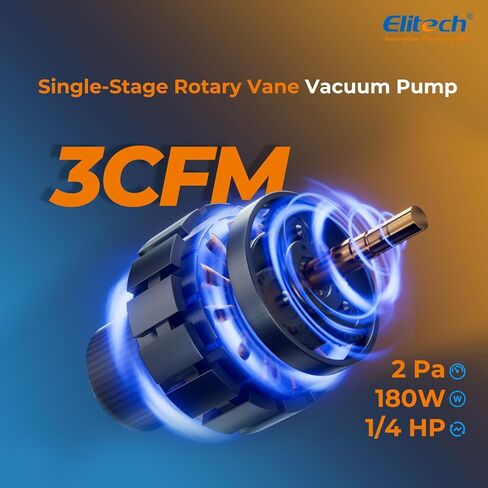 Elitech NVP-3 HVAC مضخة الفراغ 3CFM 1.5L/S 1/4HP مضخة هواء دوار دوار دوار واحد لأنظمة HVAC وأنظمة التبريد ، متينة وسهلة الصيانة in Saudi Arabia
