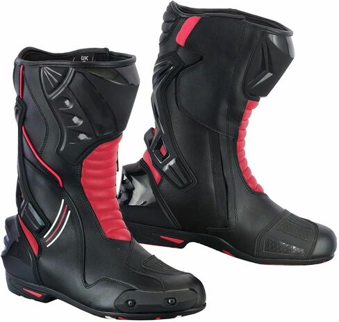 Men's Motorcycle Shoes Leather Motorbike Boots with Ankle Support Non-Slip Sole Reinforced Foot Protective Motocross Boots Rubber Sole in Kuwait