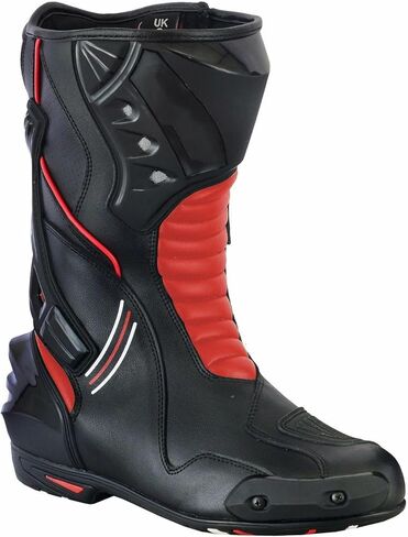 Men's Motorcycle Shoes Leather Motorbike Boots with Ankle Support Non-Slip Sole Reinforced Foot Protective Motocross Boots Rubber Sole in Kuwait