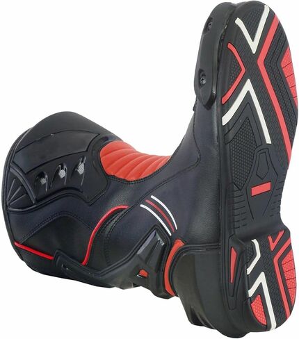 Men's Motorcycle Shoes Leather Motorbike Boots with Ankle Support Non-Slip Sole Reinforced Foot Protective Motocross Boots Rubber Sole in Kuwait