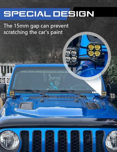 أقواس التثبيت A-Pillar LED LED Pod Bod Bodshield أقواس تركيب شاقة الحديد A-Pillar Light Mount متوافق مع Jeep Wrangler JL JLU & Gladiator JT 2018+ (ليس لـ Mojave أو 392) in Saudi Arabia